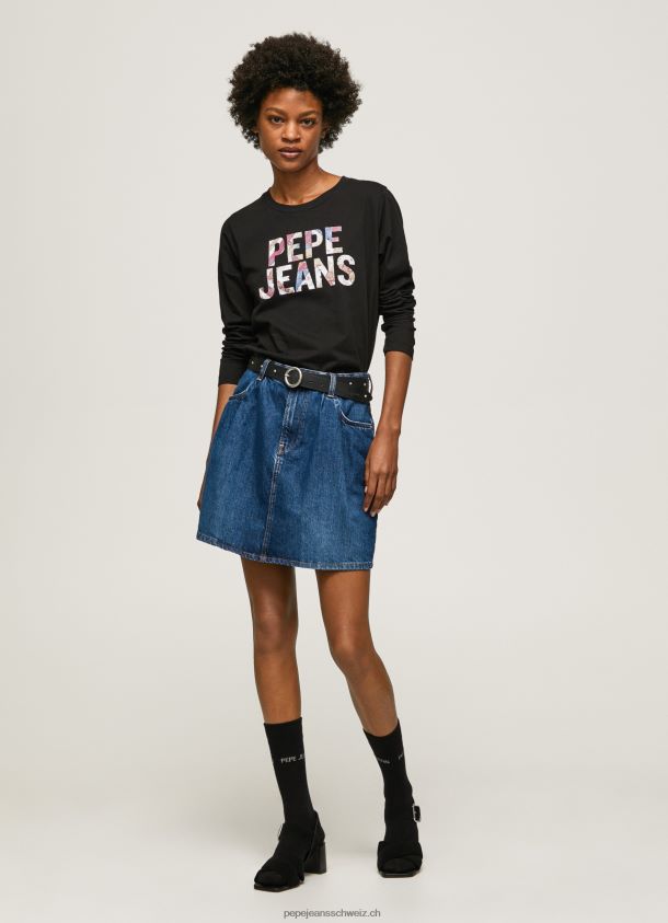 Langärmliges T-Shirt mit Logo-Patch Frauen Pepe Jeans Schwarz 84XH6T426