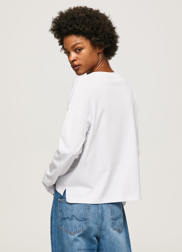Langarm-T-Shirt mit Maxi-Logo Frauen Pepe Jeans Weiss 84XH6T389