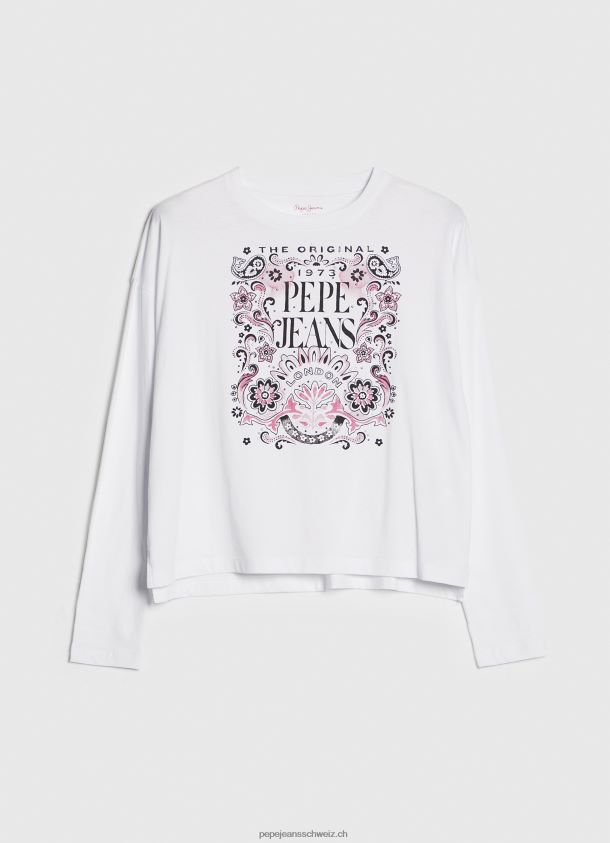 Langarm-T-Shirt mit Maxi-Logo Frauen Pepe Jeans Weiss 84XH6T389