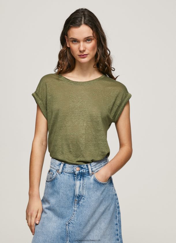 Leinen-T-Shirt mit Armlochärmeln Frauen Pepe Jeans Bereich 84XH6T439