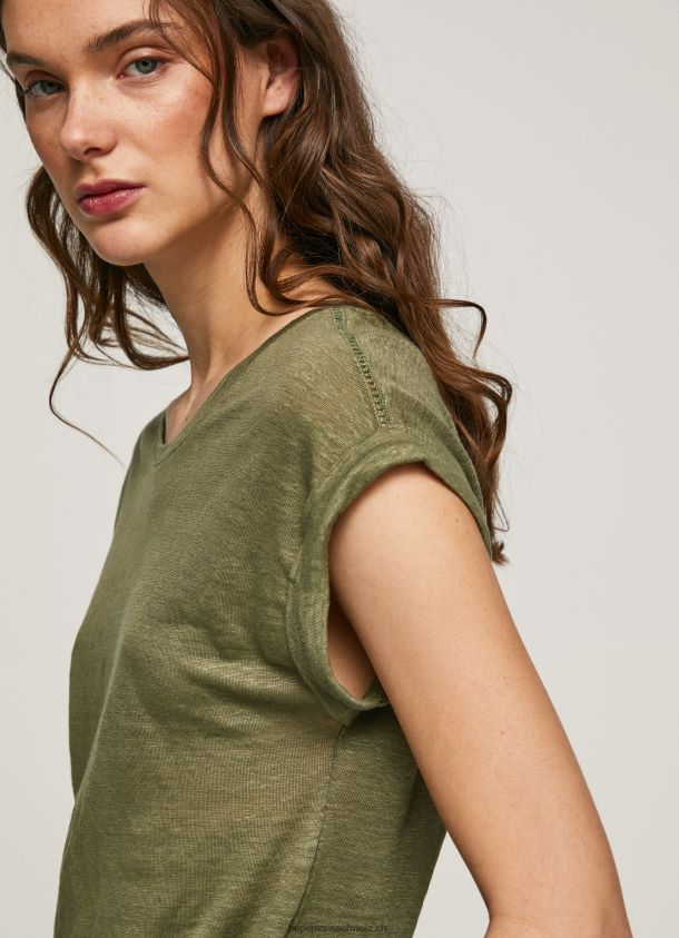 Leinen-T-Shirt mit Armlochärmeln Frauen Pepe Jeans Bereich 84XH6T439