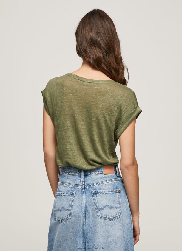 Leinen-T-Shirt mit Armlochärmeln Frauen Pepe Jeans Bereich 84XH6T439