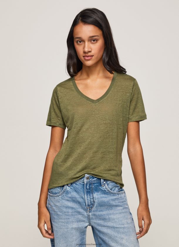 Leinen-T-Shirt mit V-Ausschnitt Frauen Pepe Jeans Bereich 84XH6T468