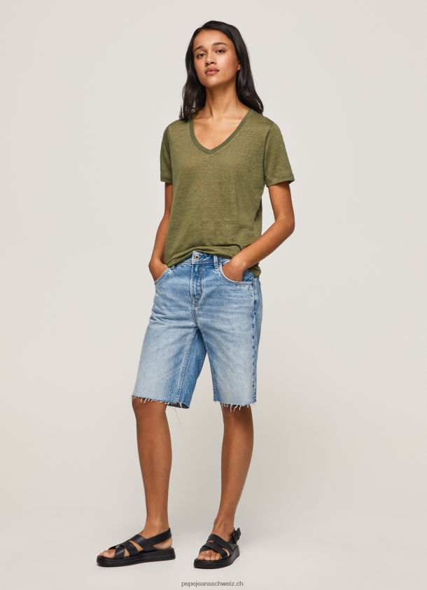 Leinen-T-Shirt mit V-Ausschnitt Frauen Pepe Jeans Bereich 84XH6T468