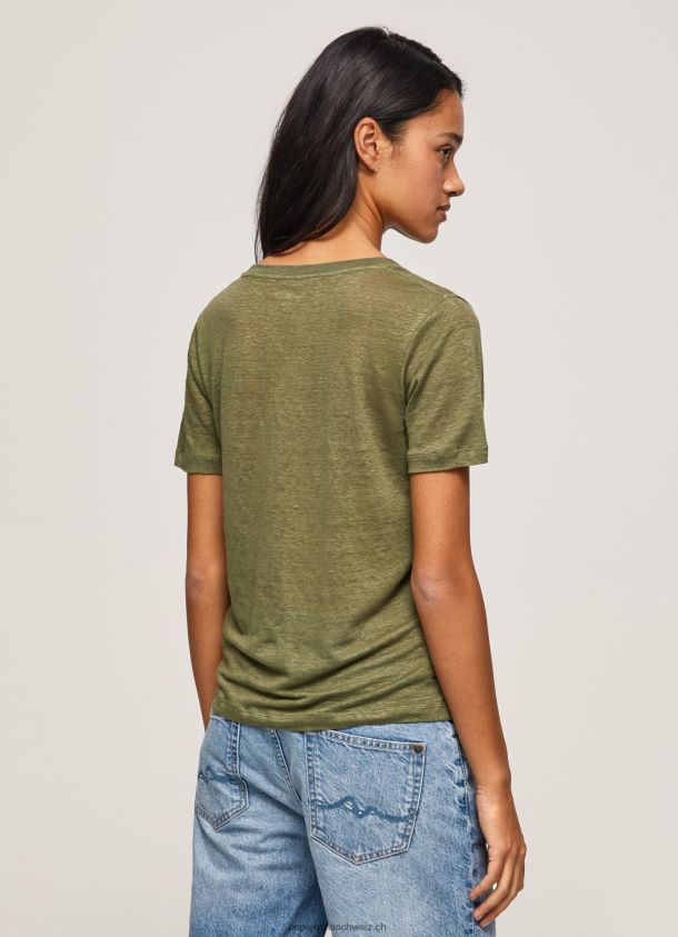 Leinen-T-Shirt mit V-Ausschnitt Frauen Pepe Jeans Bereich 84XH6T468