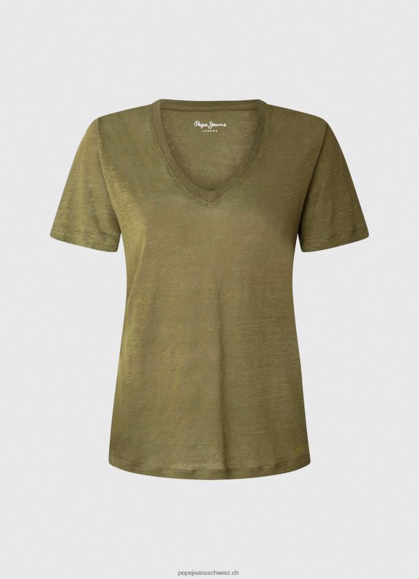 Leinen-T-Shirt mit V-Ausschnitt Frauen Pepe Jeans Bereich 84XH6T468