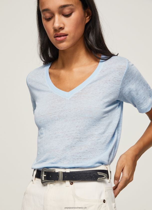 Leinen-T-Shirt mit V-Ausschnitt Frauen Pepe Jeans Bucht 84XH6T466