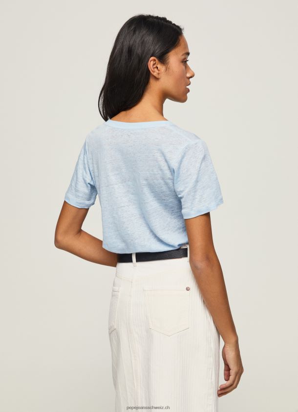 Leinen-T-Shirt mit V-Ausschnitt Frauen Pepe Jeans Bucht 84XH6T466