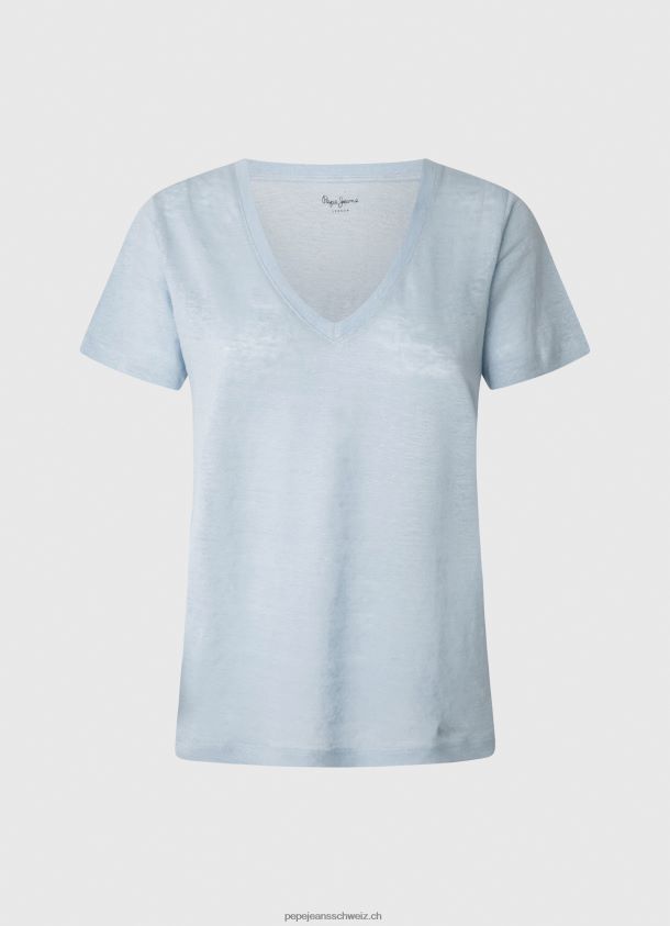 Leinen-T-Shirt mit V-Ausschnitt Frauen Pepe Jeans Bucht 84XH6T466