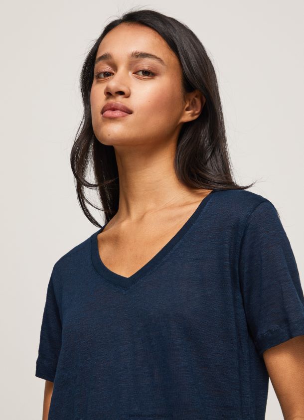 Leinen-T-Shirt mit V-Ausschnitt Frauen Pepe Jeans dulwich 84XH6T467