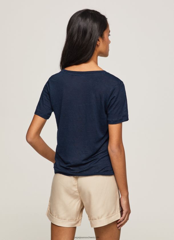 Leinen-T-Shirt mit V-Ausschnitt Frauen Pepe Jeans dulwich 84XH6T467