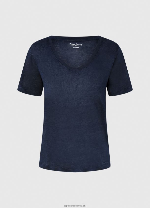 Leinen-T-Shirt mit V-Ausschnitt Frauen Pepe Jeans dulwich 84XH6T467