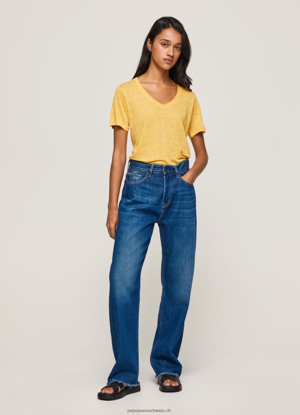Leinen-T-Shirt mit V-Ausschnitt Frauen Pepe Jeans scheinen 84XH6T453