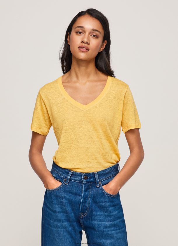 Leinen-T-Shirt mit V-Ausschnitt Frauen Pepe Jeans scheinen 84XH6T453