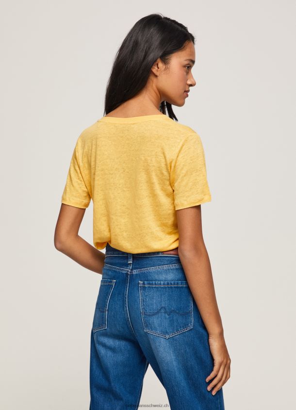 Leinen-T-Shirt mit V-Ausschnitt Frauen Pepe Jeans scheinen 84XH6T453