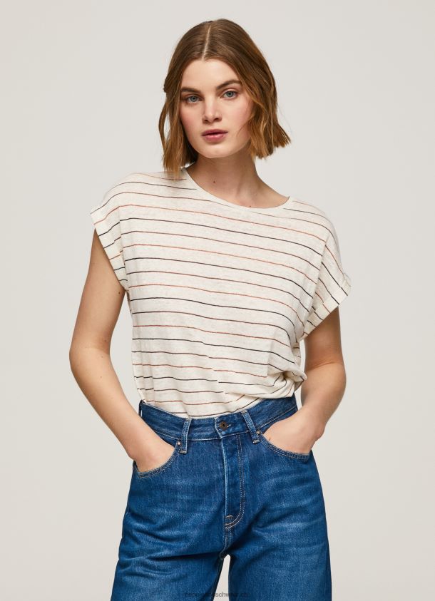 Leinen-T-Shirt mit gestreiftem Print Frauen Pepe Jeans multi 84XH6T447