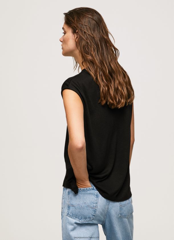 Logo-T-Shirt mit Armlochärmeln Frauen Pepe Jeans Schwarz 84XH6T419