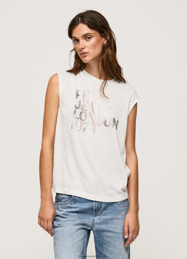 Logo-T-Shirt mit Armlochärmeln Frauen Pepe Jeans Weiss 84XH6T418