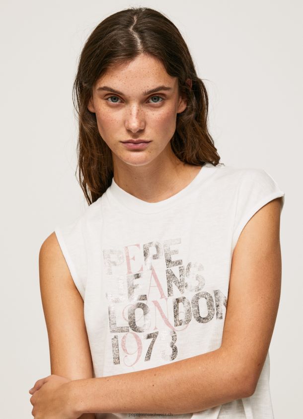 Logo-T-Shirt mit Armlochärmeln Frauen Pepe Jeans Weiss 84XH6T418