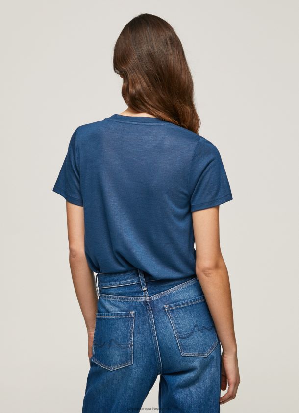 Logo-T-Shirt mit Strass-Print Frauen Pepe Jeans Ozean 84XH6T443