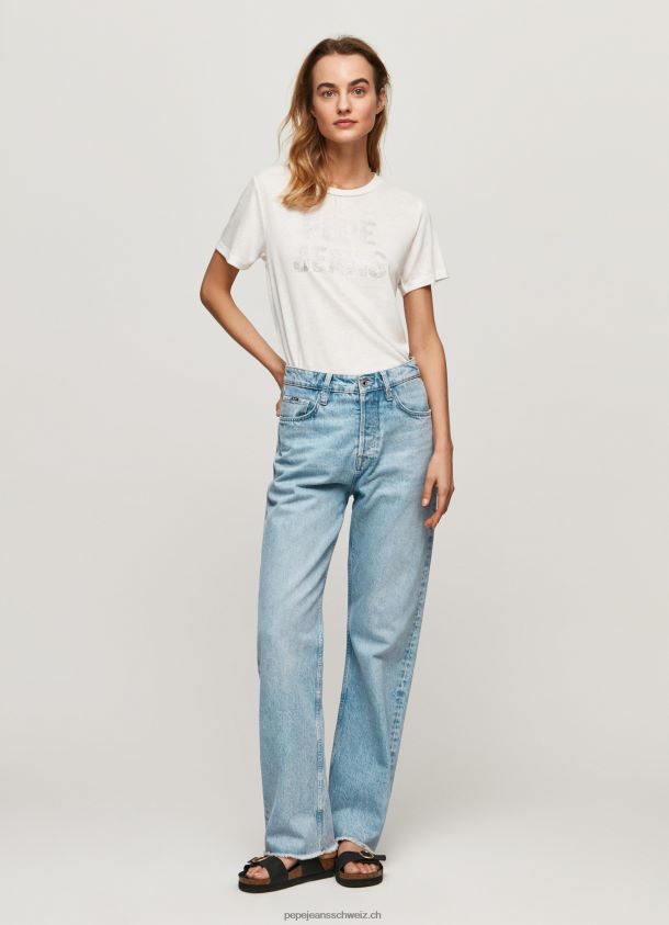 Logo-T-Shirt mit Strass-Print Frauen Pepe Jeans Weiss 84XH6T451