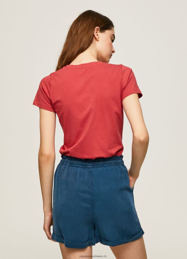 Lycra-T-Shirt mit Logo-Print Frauen Pepe Jeans studiorot 84XH6T384