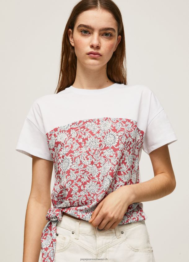 T-Shirt aus Baumwolle mit Blumendruck Frauen Pepe Jeans studiorot 84XH6T380