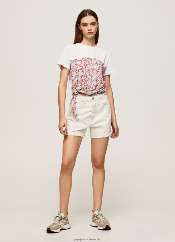 T-Shirt aus Baumwolle mit Blumendruck Frauen Pepe Jeans studiorot 84XH6T380