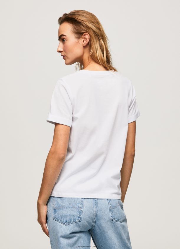 T-Shirt aus Baumwolle mit Farbverlauf Frauen Pepe Jeans Weiss 84XH6T421