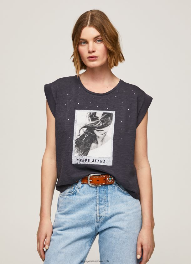 T-Shirt mit Fotodruck Frauen Pepe Jeans schwarz gewaschen 84XH6T388
