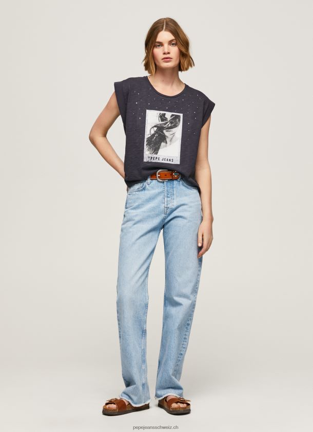 T-Shirt mit Fotodruck Frauen Pepe Jeans schwarz gewaschen 84XH6T388