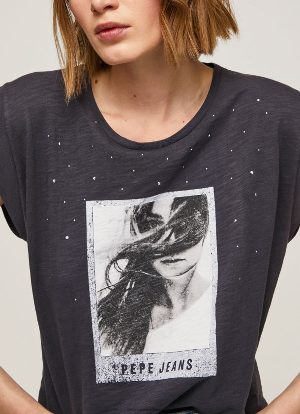 T-Shirt mit Fotodruck Frauen Pepe Jeans schwarz gewaschen 84XH6T388