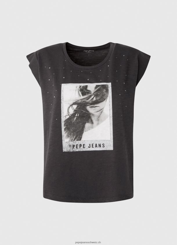 T-Shirt mit Fotodruck Frauen Pepe Jeans schwarz gewaschen 84XH6T388
