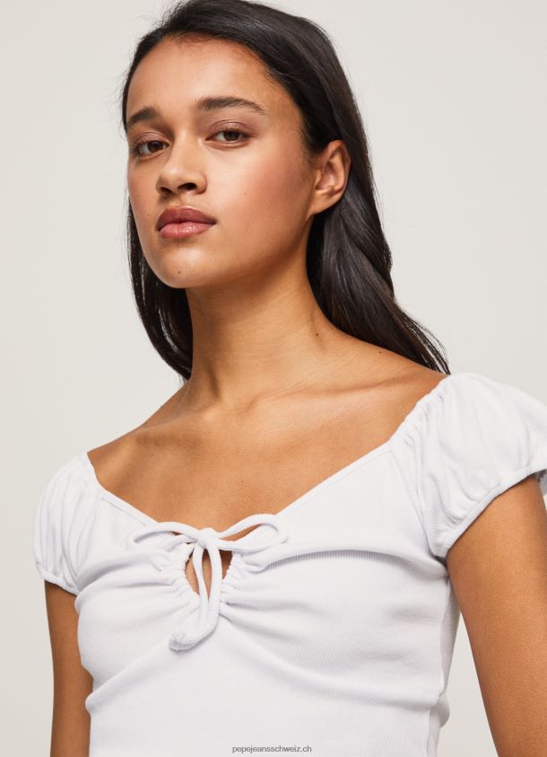 T-Shirt mit Herzausschnitt Frauen Pepe Jeans Weiss 84XH6T462