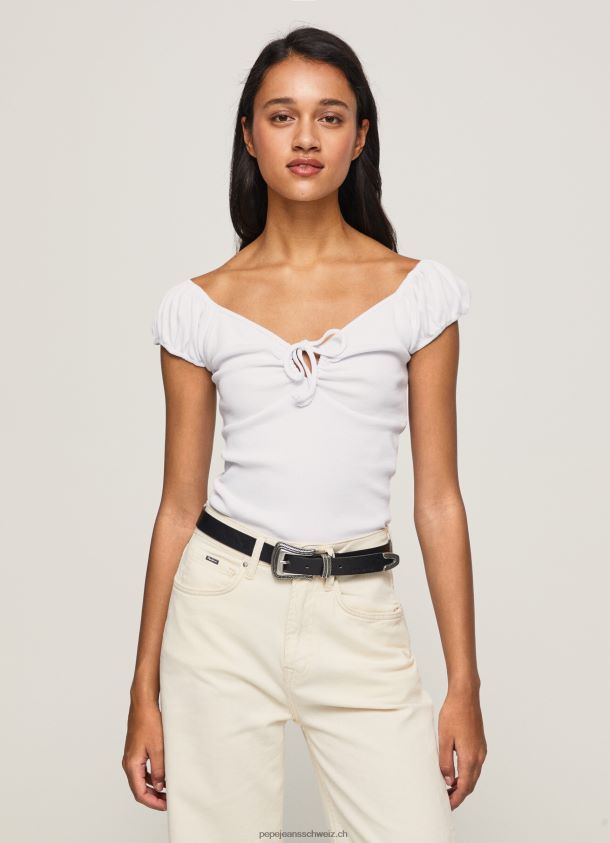 T-Shirt mit Herzausschnitt Frauen Pepe Jeans Weiss 84XH6T462
