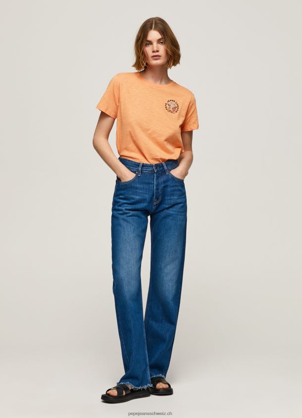 T-Shirt mit Logo-Print Frauen Pepe Jeans Pfirsich 84XH6T394