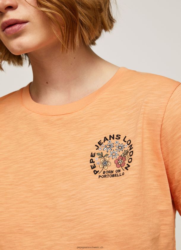 T-Shirt mit Logo-Print Frauen Pepe Jeans Pfirsich 84XH6T394