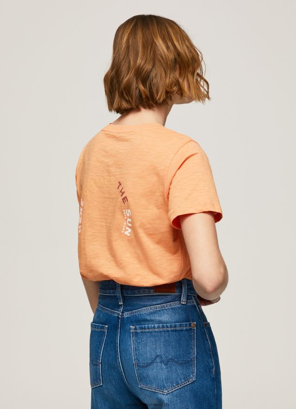 T-Shirt mit Logo-Print Frauen Pepe Jeans Pfirsich 84XH6T394