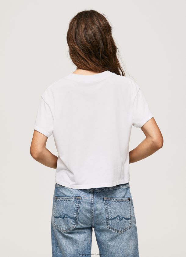 T-Shirt mit Logo-Print Frauen Pepe Jeans Weiss 84XH6T378