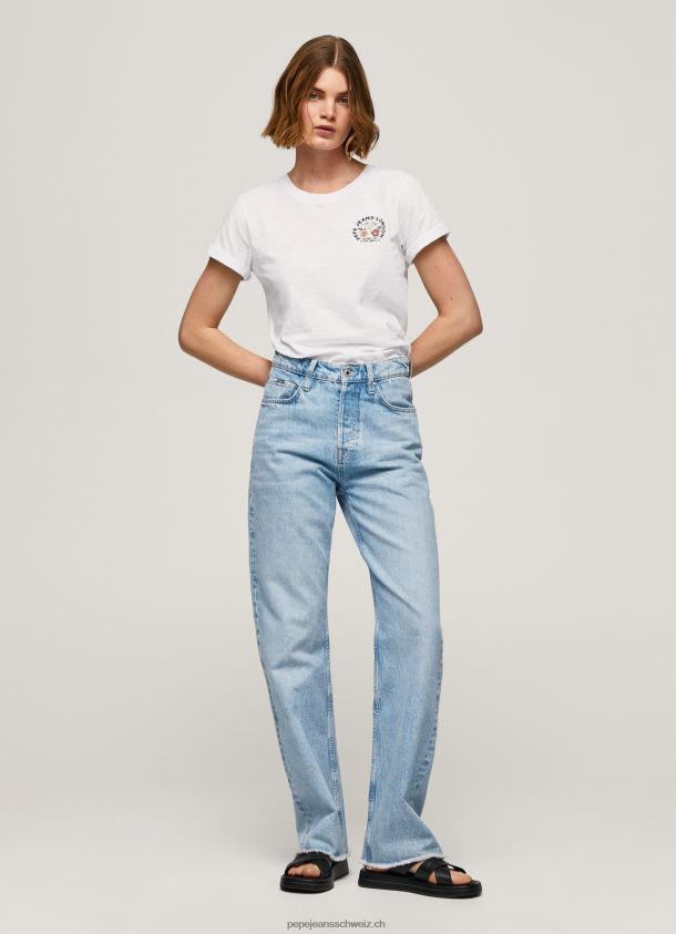 T-Shirt mit Logo-Print Frauen Pepe Jeans Weiss 84XH6T381