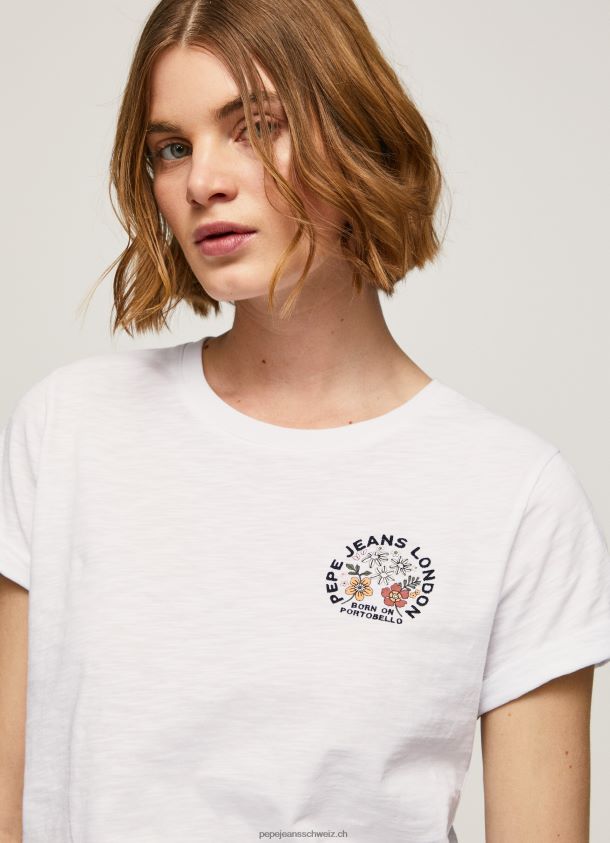 T-Shirt mit Logo-Print Frauen Pepe Jeans Weiss 84XH6T381