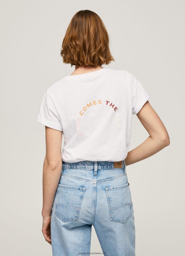 T-Shirt mit Logo-Print Frauen Pepe Jeans Weiss 84XH6T381