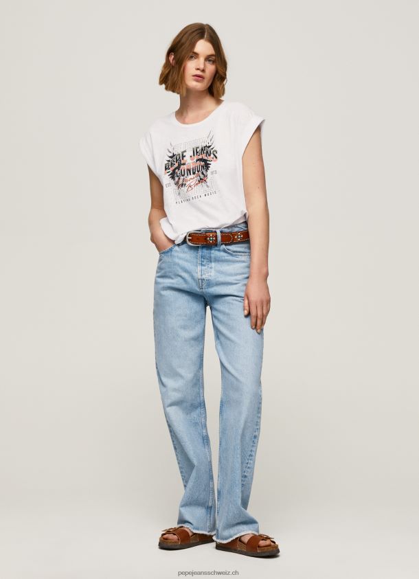 T-Shirt mit Logo-Print Frauen Pepe Jeans Weiss 84XH6T445