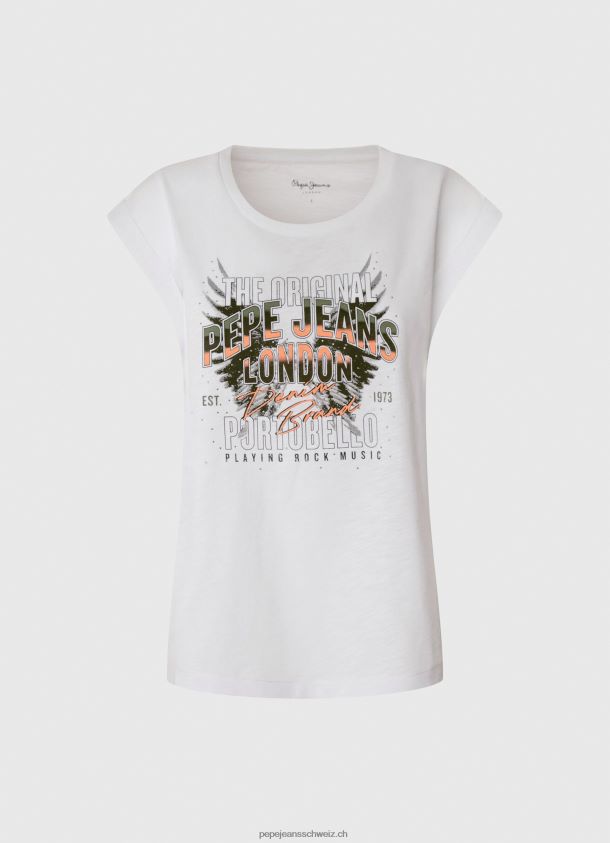 T-Shirt mit Logo-Print Frauen Pepe Jeans Weiss 84XH6T445