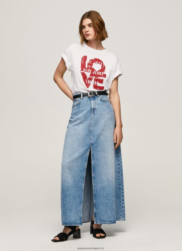 T-Shirt mit Love-Logo-Print Frauen Pepe Jeans Weiss 84XH6T396