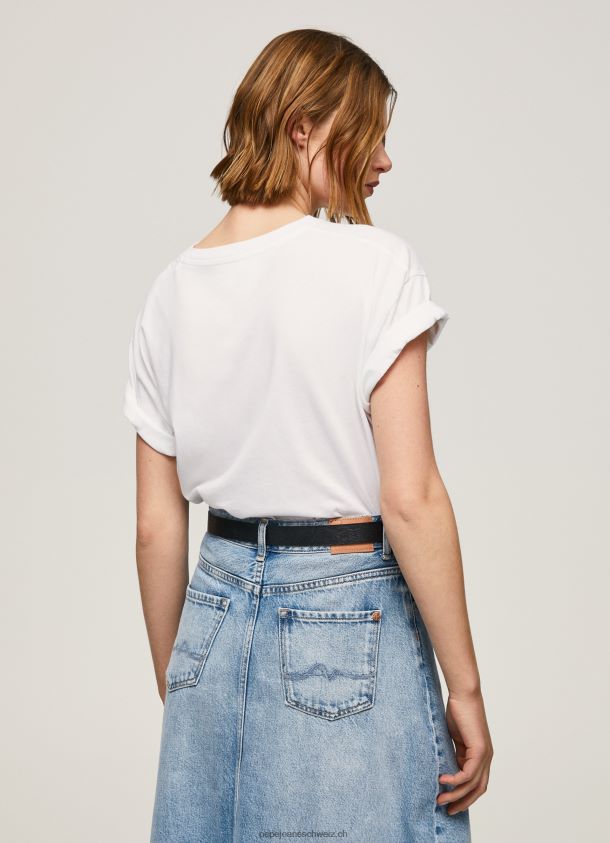 T-Shirt mit Love-Logo-Print Frauen Pepe Jeans Weiss 84XH6T396