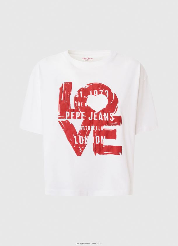 T-Shirt mit Love-Logo-Print Frauen Pepe Jeans Weiss 84XH6T396