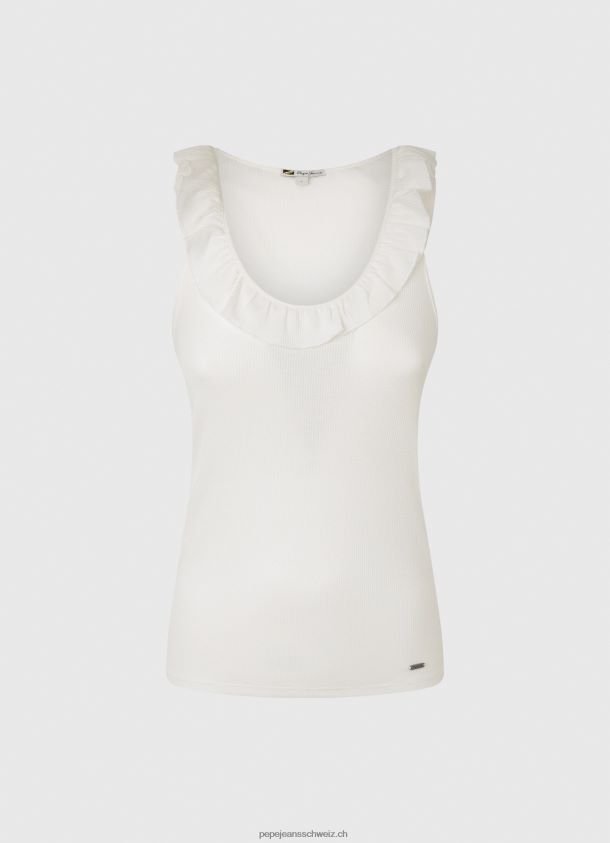 T-Shirt mit Rüschenausschnitt Frauen Pepe Jeans Weiss 84XH6T390