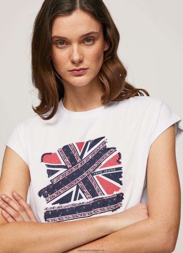 T-Shirt mit Union Jack-Print Frauen Pepe Jeans Weiss 84XH6T415