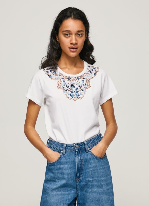 T-Shirt mit geschnürtem Kragen Frauen Pepe Jeans Weiss 84XH6T449